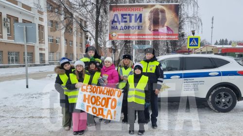 Бугульминские школьники совместно с ГАИ пожелали жителям безопасного Нового года