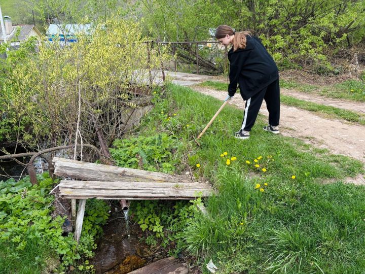 Бугульминские школьники очистили территорию у родника